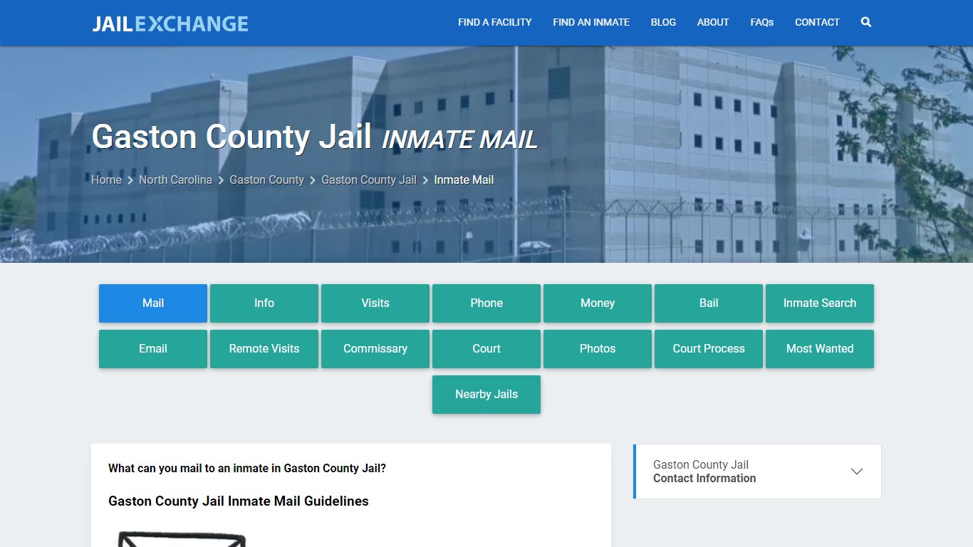 Inmate Mail - Gaston County Jail, NC - Jail Exchange